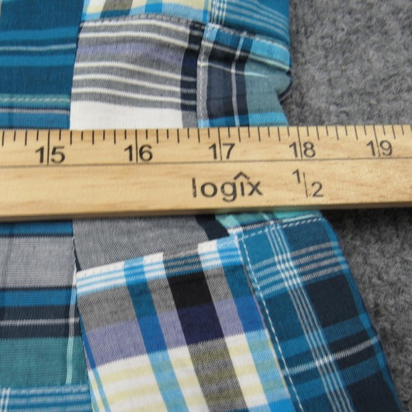 Talbots Blazer Womens 10 Blue Patchwork‎ Madras Plaid Cotton Two Button Lined - Picture 13 of 16